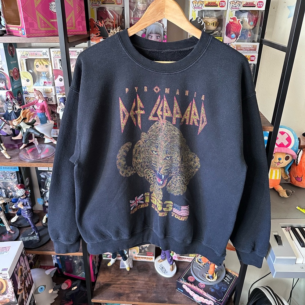 Def Leppard Pyromania Sweatshirt Black Rock Band Graphic Size L - Picture 1 of 9